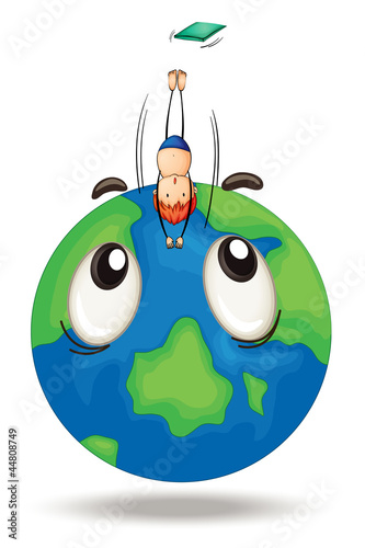 a diving on earth globe
