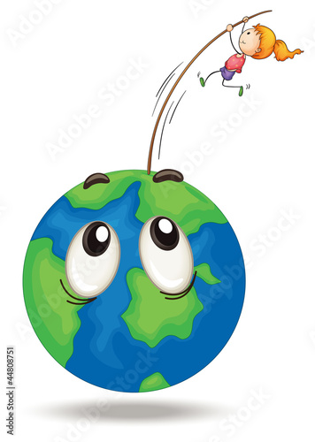 girl playing on earth