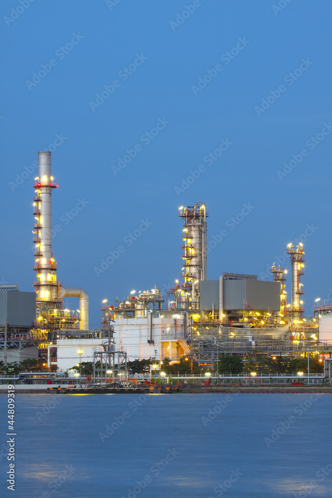 Vertical view  petrochemical oil refinery factory pipeline at  t