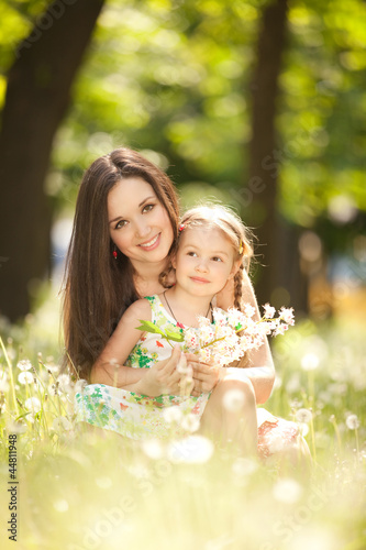 Mother and daughter in the park