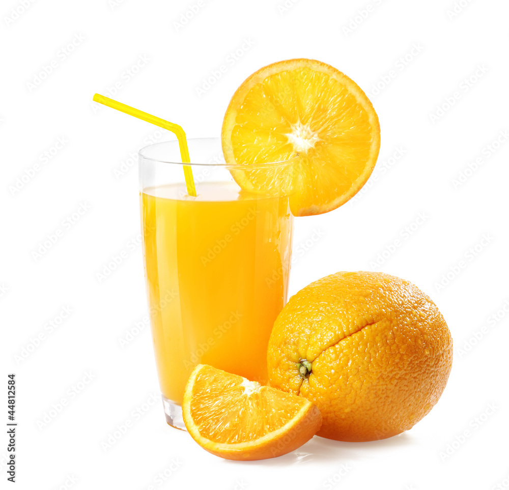 Orange juice and slices Orange juice and slices