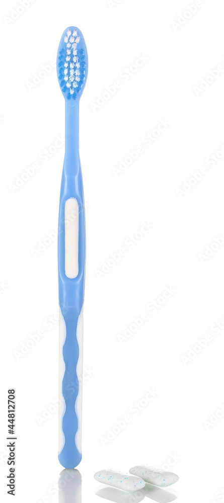 Toothbrush and chewing gum isolated on white Toothbrush and chewing gum isolated on white