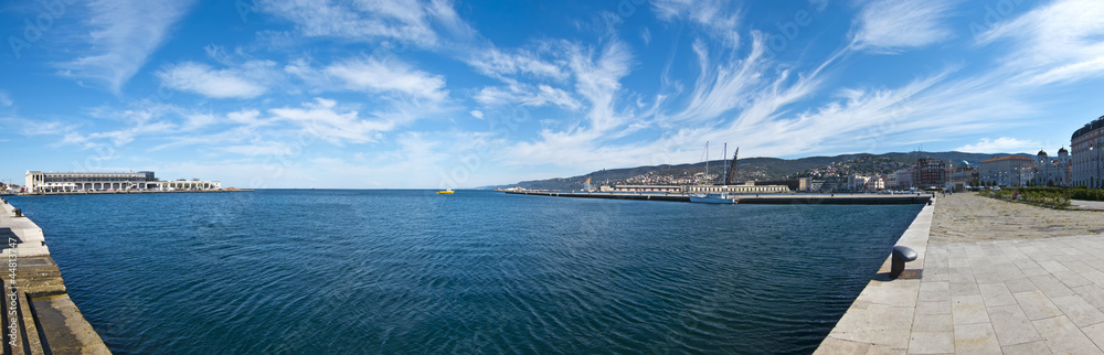 panoramic view of trieste waterfront, italy adriatic sea