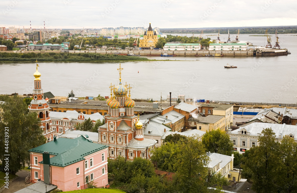 Sunrise view Stroganov Church and Cathedral Nevsky