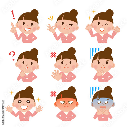 女性　表情　セット