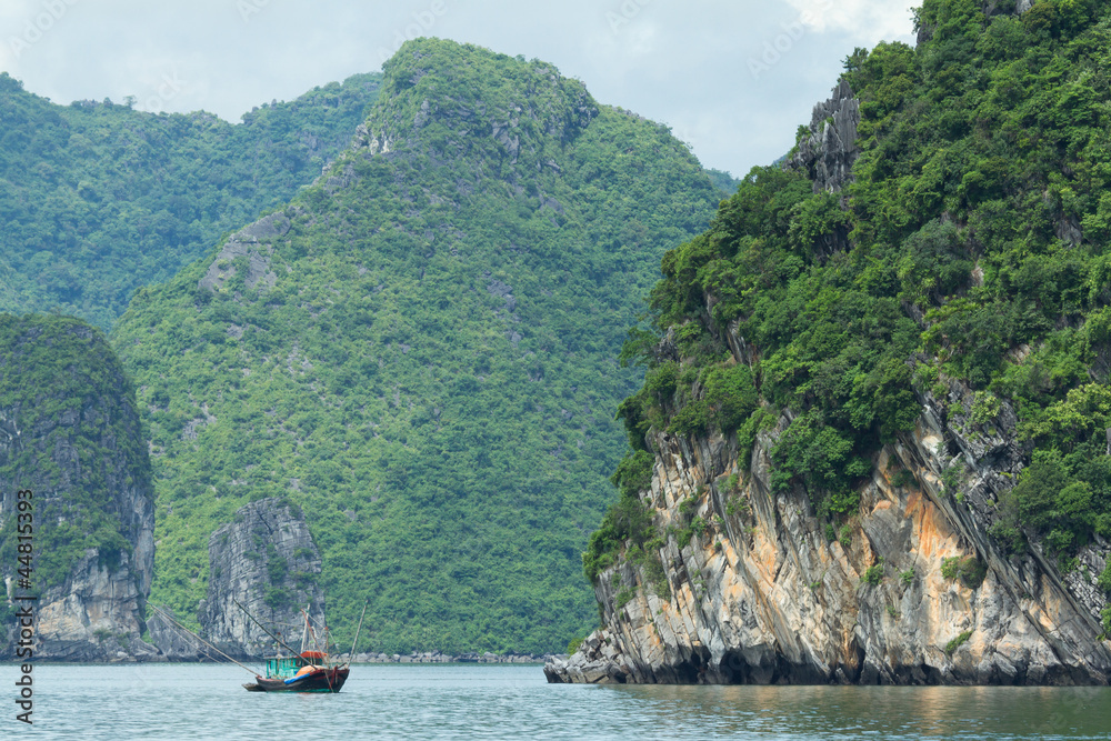Fishing boat in the Ha Long Bay Fishing boat in the Ha Long Bay