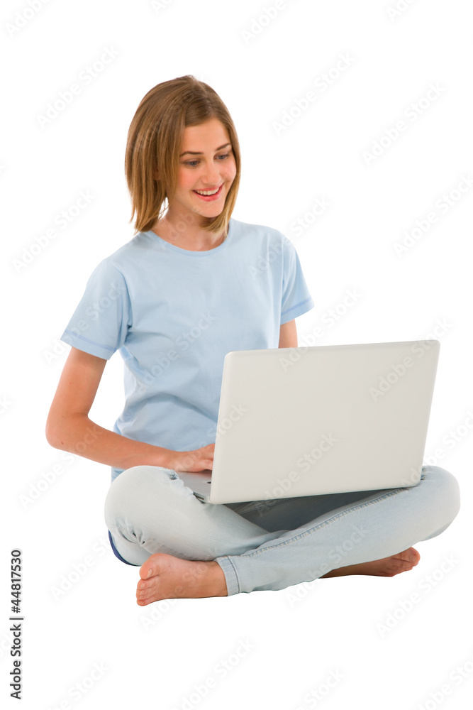 teenage girl using laptop teenage girl using laptop
