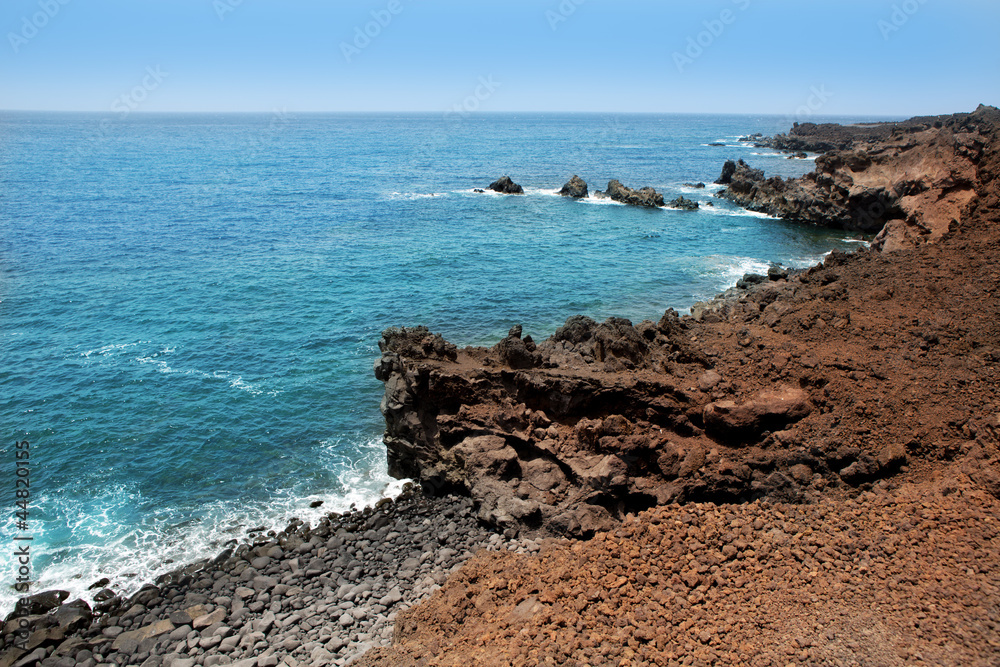 Lanzarote Punta del volcan Atlantic sea Lanzarote Punta del volcan Atlantic sea