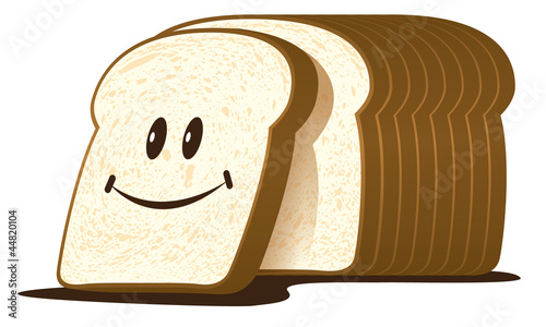 The cut loaf of bread with
