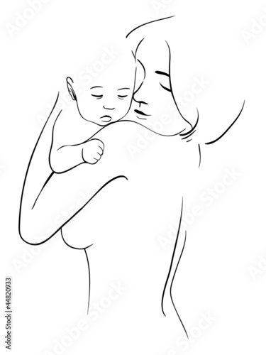 Mother hugs baby