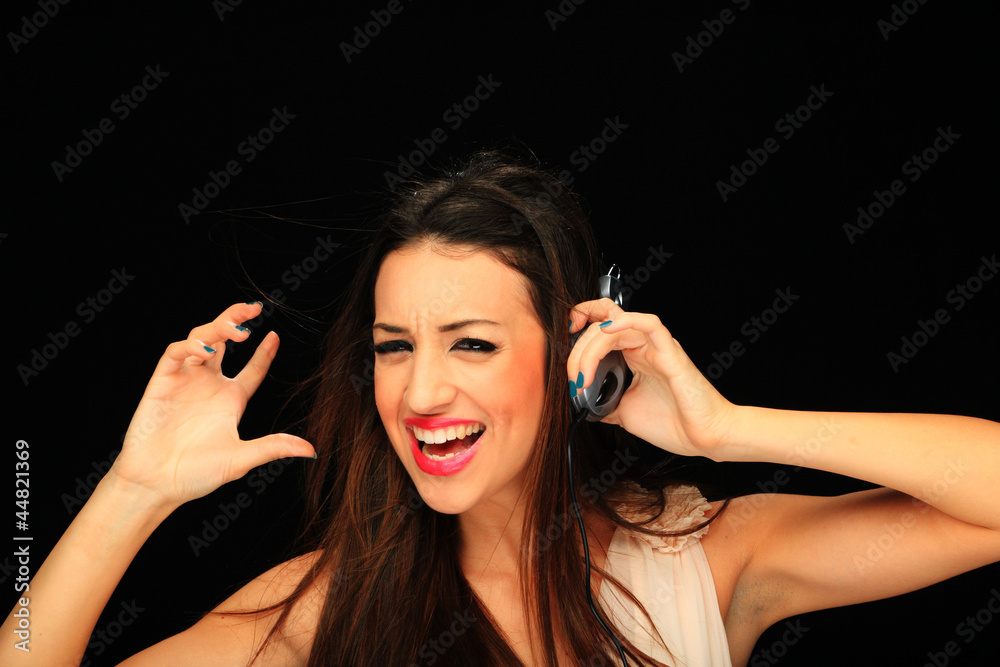 Fototapeta premium Beautiful Girl listening music