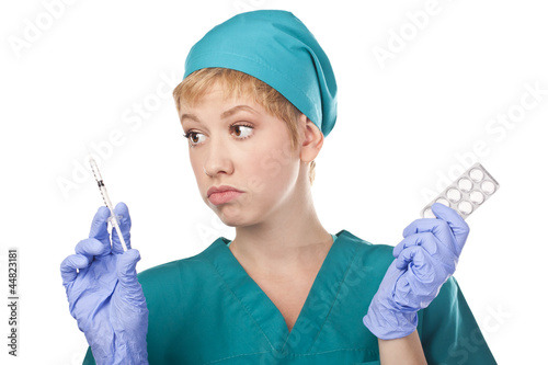 Medical doctor with syringe