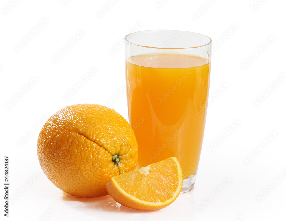 Orange juice and slices Orange juice and slices