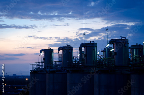 silos at dawn