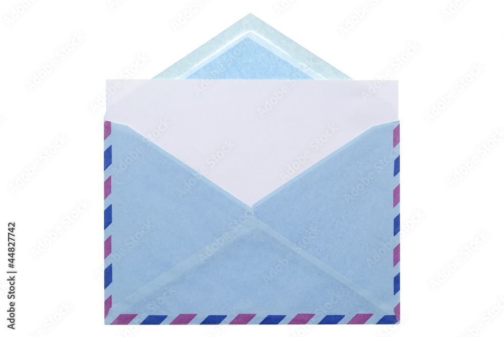 Open envelope isolated on white