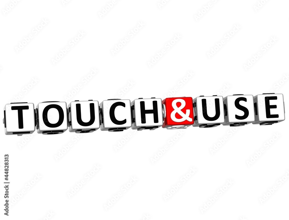 3D Touch And Use Button Click Here Block Text 3D Touch And Use Button Click Here Block Text