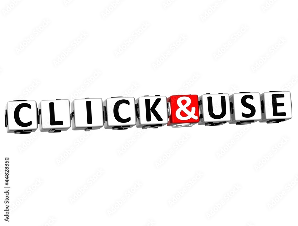 3D Click And Use Button Click Here Block Text