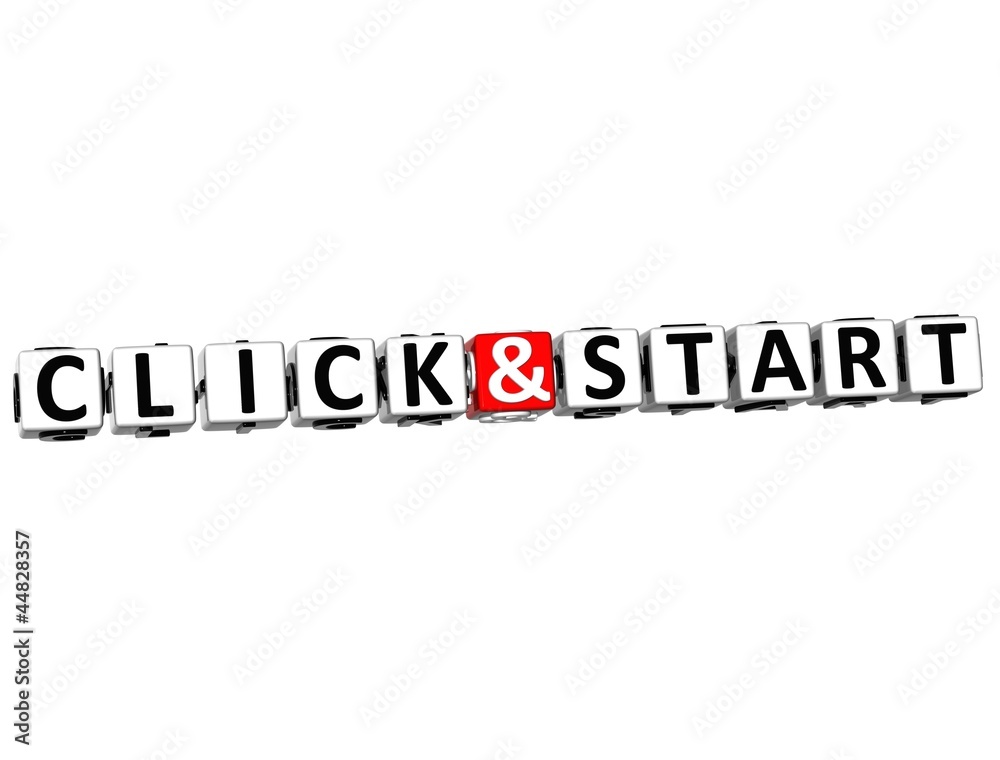 3D Click And Button Click Here Block Text