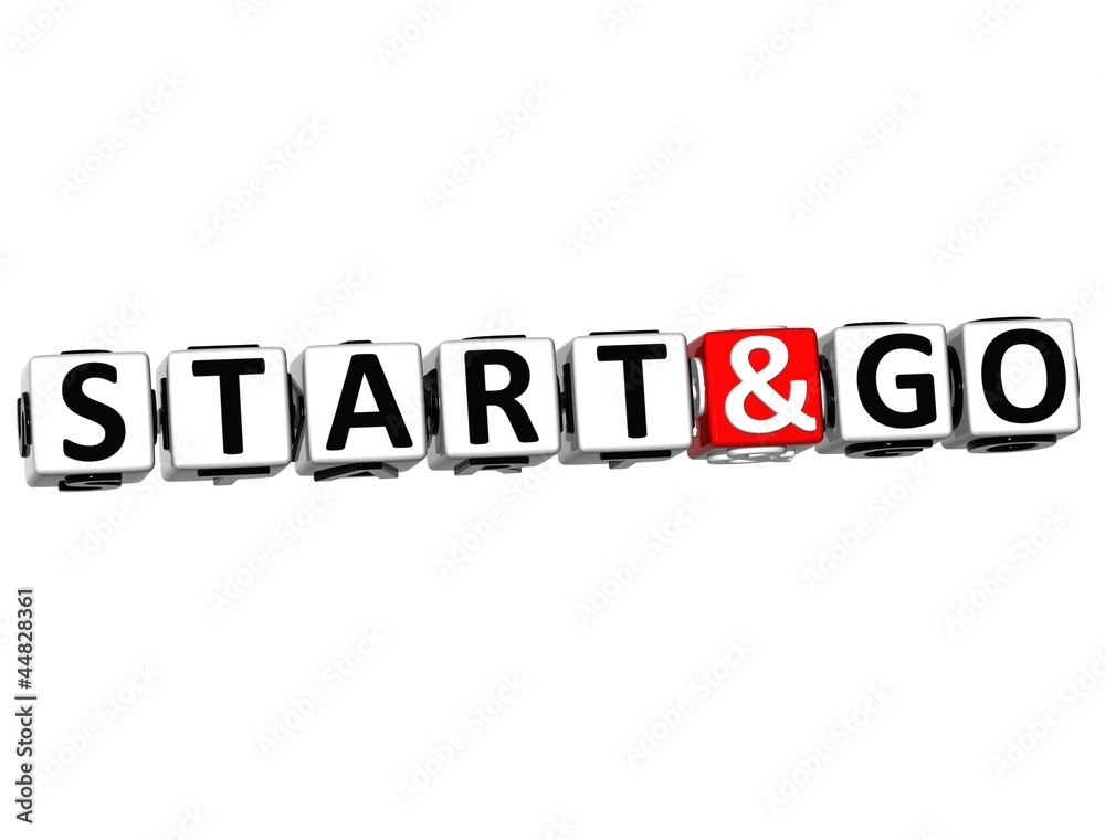 3D Start And Go Button Click Here Block Text 3D Start And Go Button Click Here Block Text