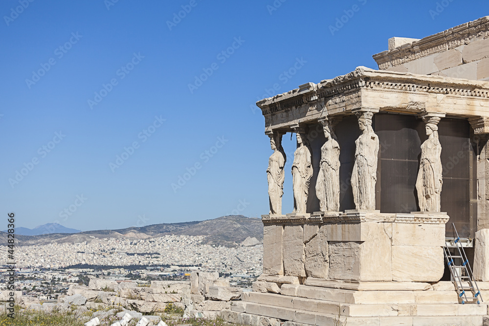 Erechtheion in the Acropolis of Athens in Greece