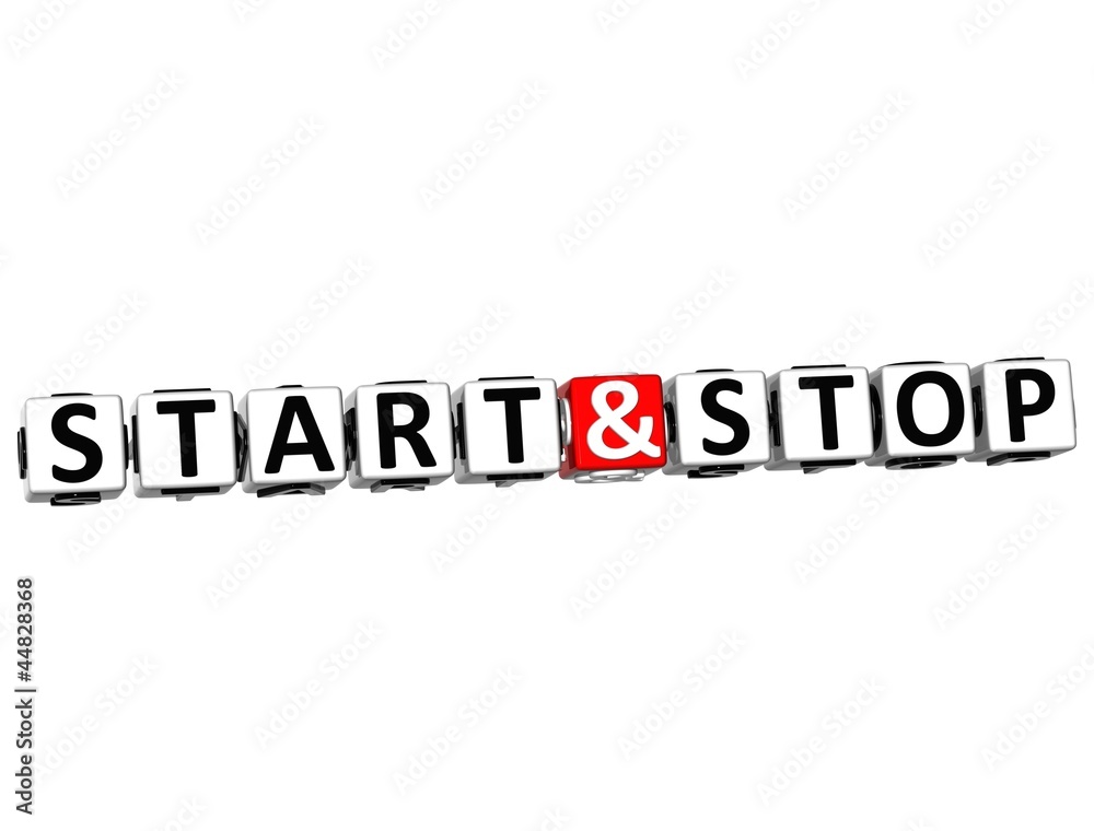 3D Start And Stop Button Click Here Block Text