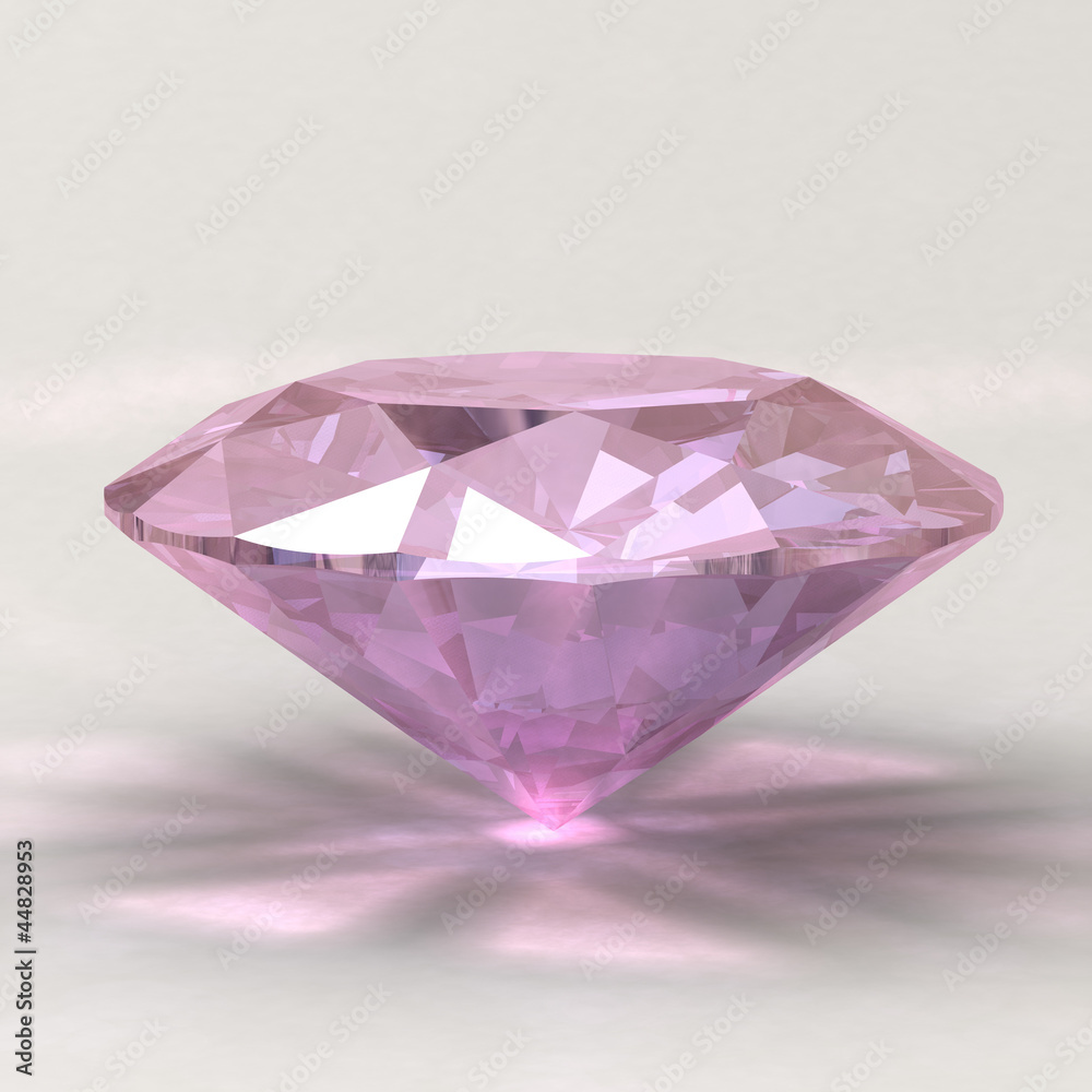 Pink brilliant diamond with caustics 3d Pink brilliant diamond with caustics 3d
