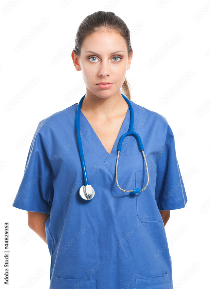 Young nurse portrait isolated on white Young nurse portrait isolated on white