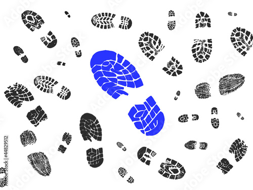 One big blue shoe print