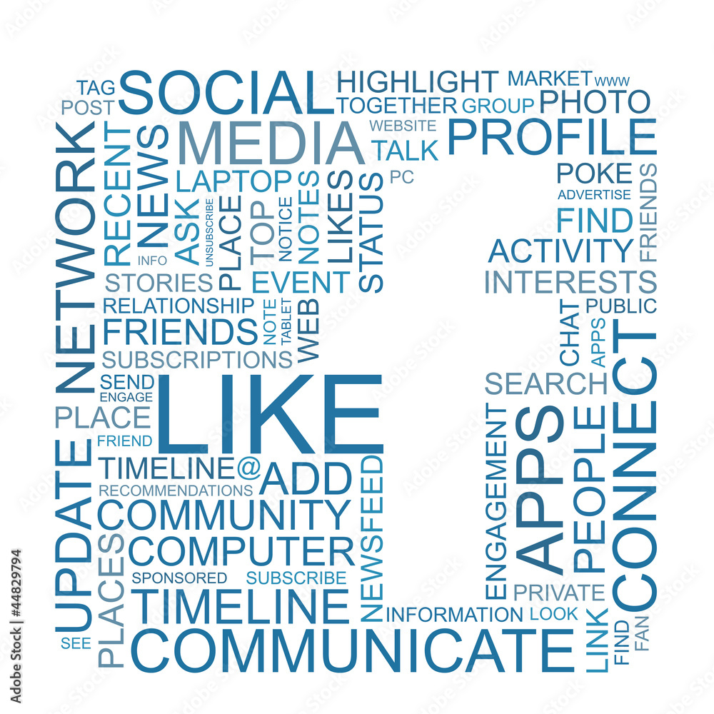 Negative space F with social media keywords Negative space F with social media keywords