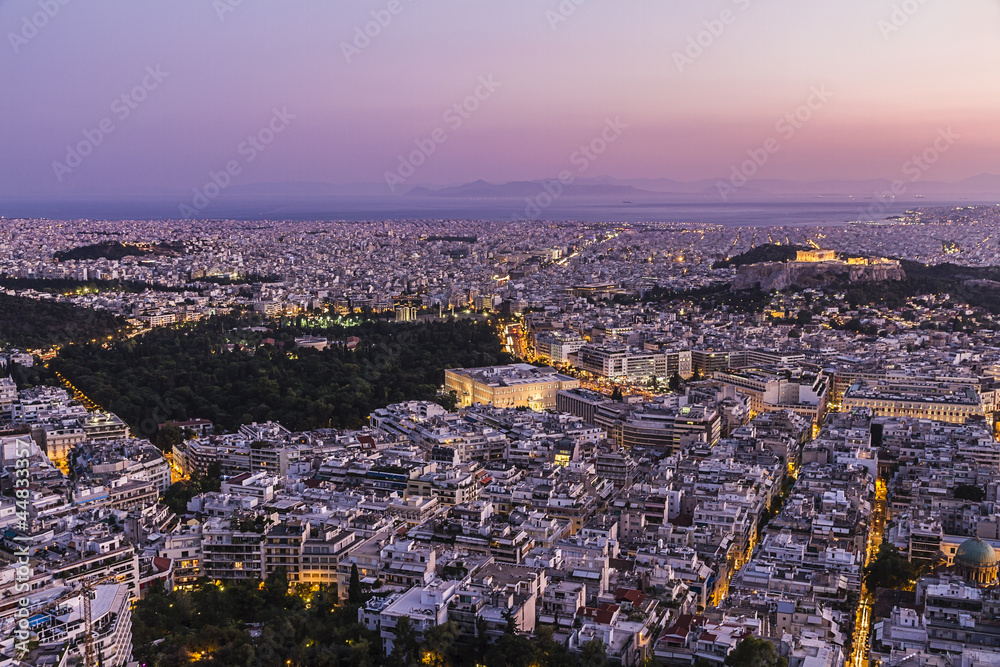sunset in Athens aerial view
