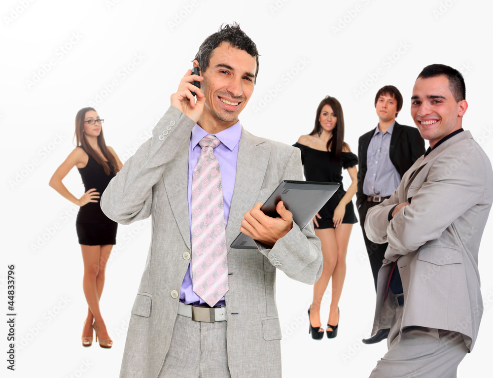 Business leader standing in front of his team Business leader standing in front of his team