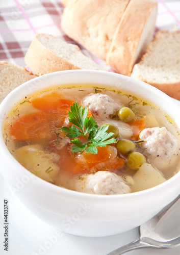 chicken soup with meatballs 