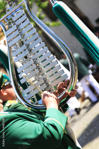 marching musician with chimes