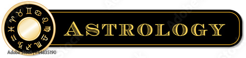 Astrology Banner, 12 sun signs of zodiac, gold horoscope mandala