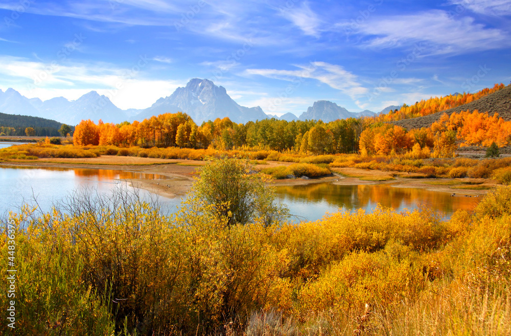 Grand Tetons from oxbow bend