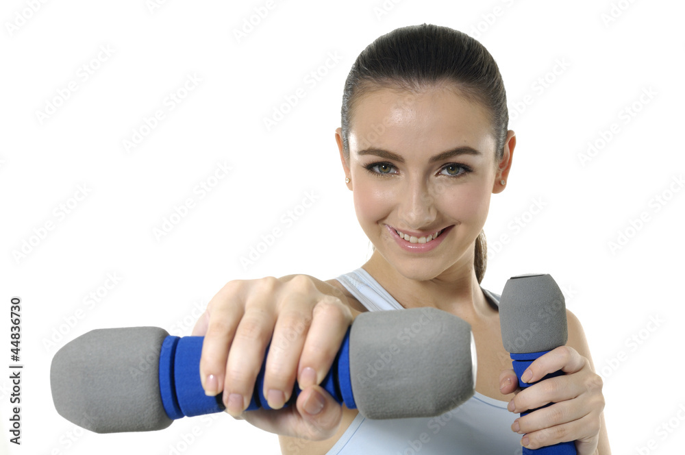 Portrait of a pretty girl exercising with weights Portrait of a pretty girl exercising with weights