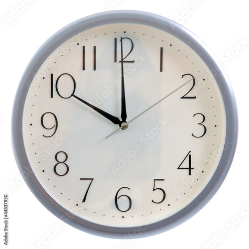 isolated white clock at 10pm
