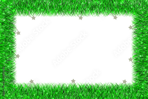 Christmas green tinsel frame