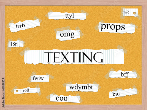 Texting Corkboard Word Concept