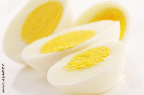 Boiled eggs on white background