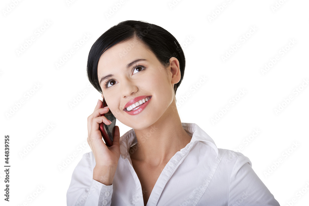 Attractive businesswoman with mobile phone. Attractive businesswoman with mobile phone.