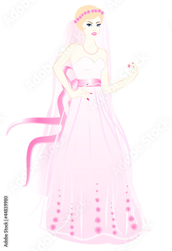 The bride in a pink dress