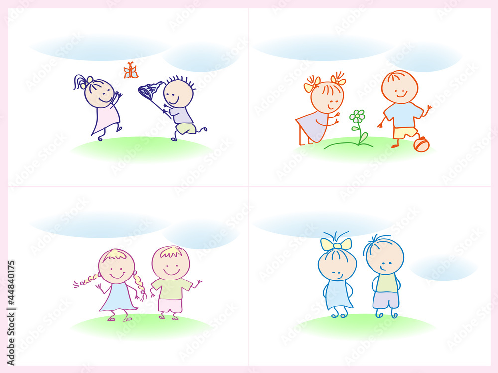 Children playing on the lawn Children playing on the lawn