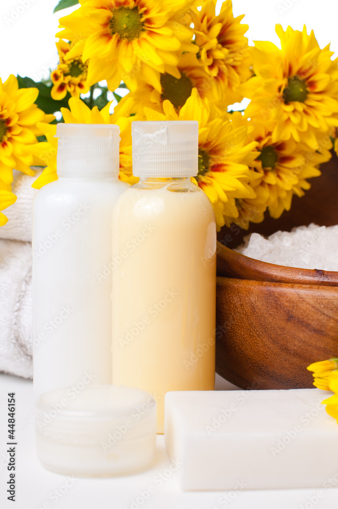 Close-up of products for spa and body care Close-up of products for spa and body care