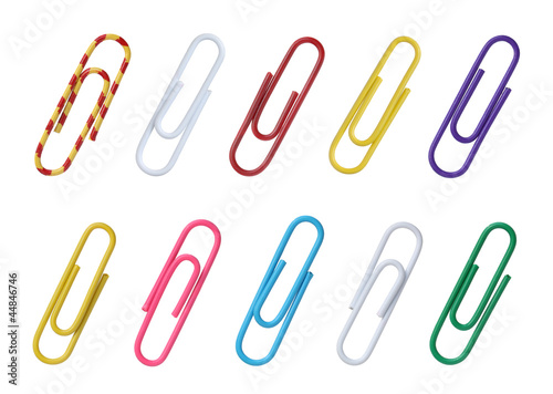 Set of color paper clips for paper.