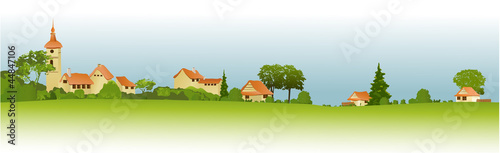 Rural landscape with little town