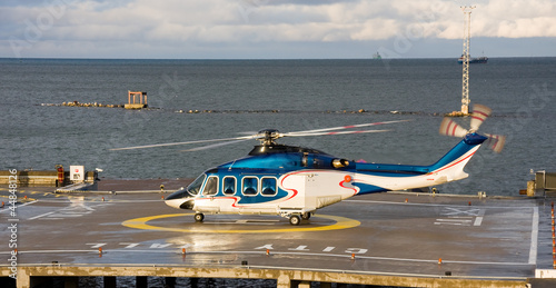 Passenger helicopter waiting to take off