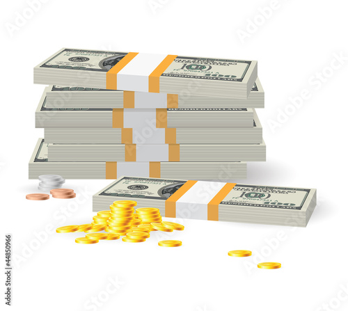 Coins on Dollar Banknotes
