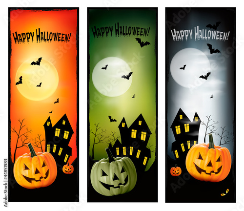 Three Halloween banners  Vector