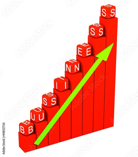 3d bars with progress arrow on white background
